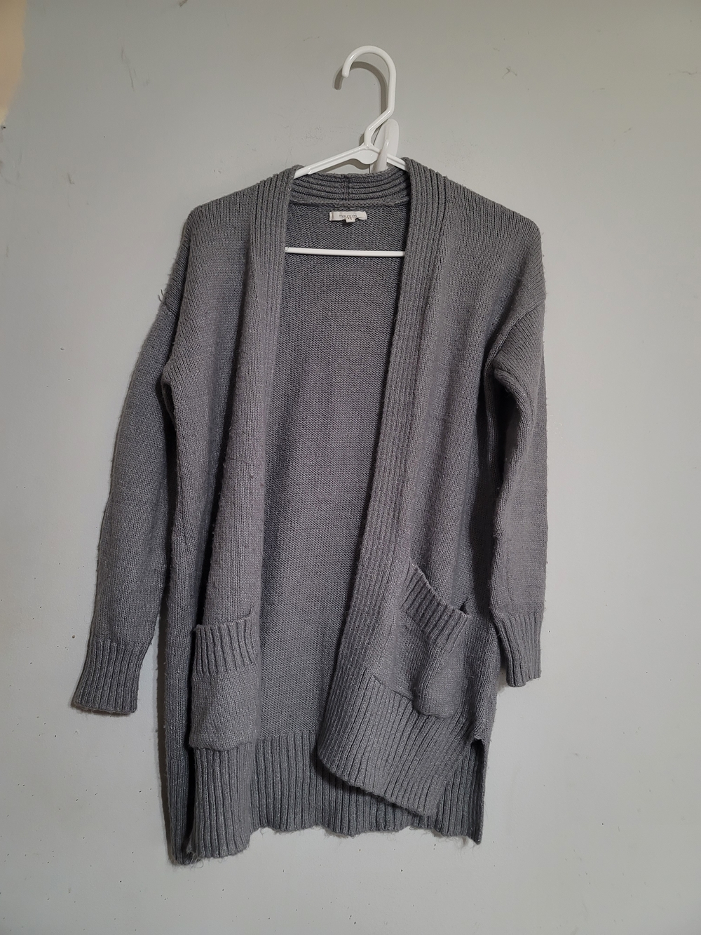 Maurices Gray Open-Front Long Knit Cardigan Sz Small Oversized Fuzzy Soft
